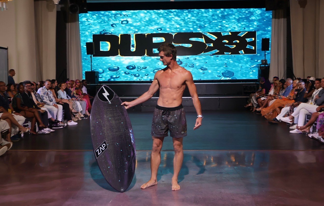 ET walking the Dubs Swim runway at Miami Swim Week